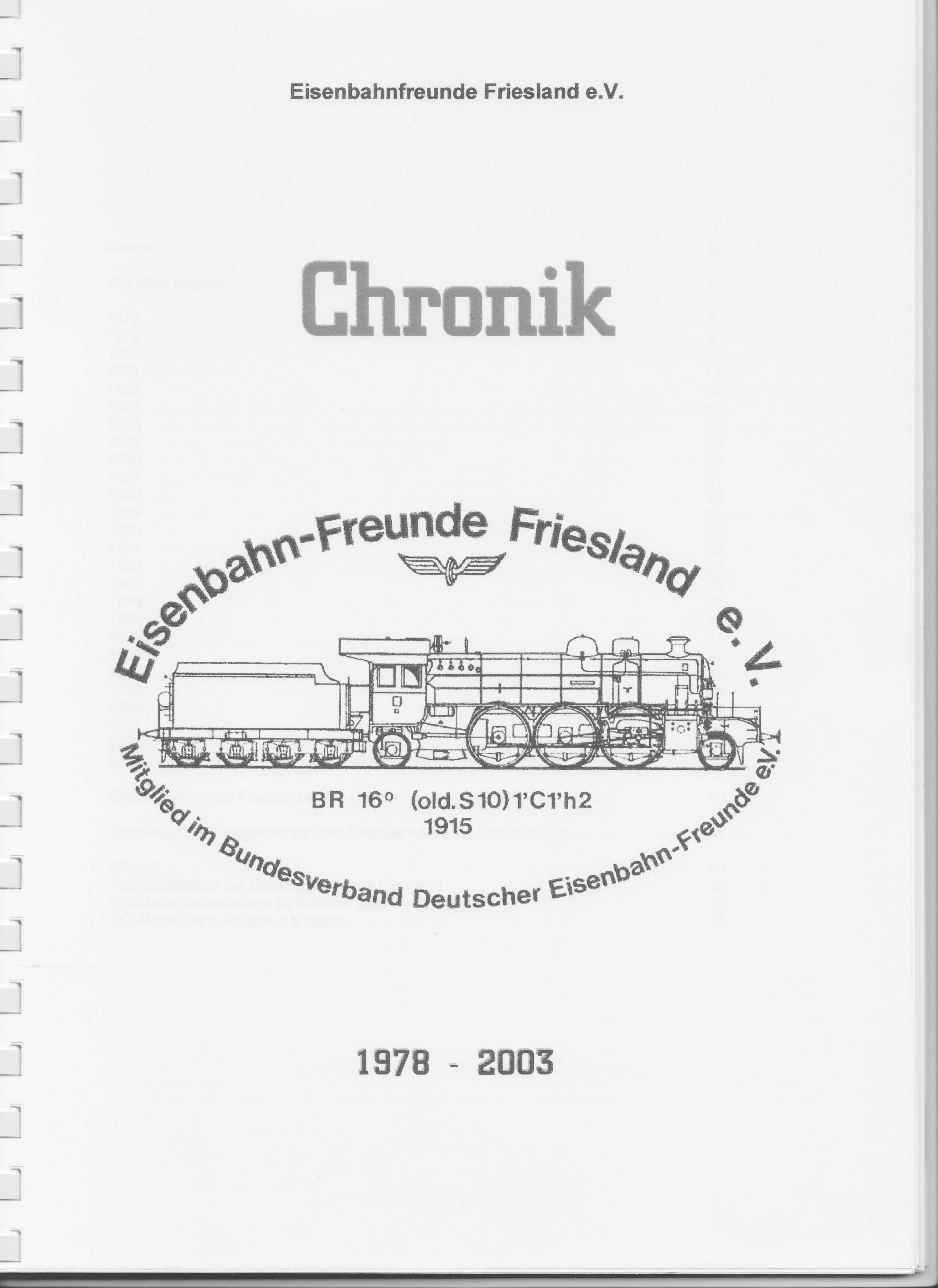 Chronik der Eisenbahnfreunde Friesland von 1978 bis 2003